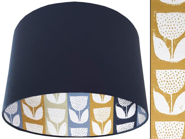 Scandi Flowers Striped Lampshade Blue, Scandinavian