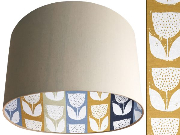Scandi Flowers Striped Lampshade Cream, Scandinavian