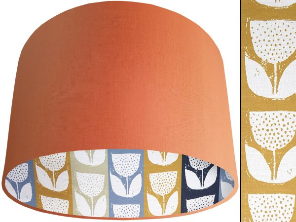 Scandi Flowers Striped Lampshade Orange, Scandinavian