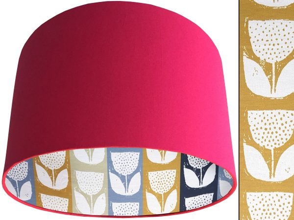 Scandi Flowers Striped Lampshade Pink, Scandinavian
