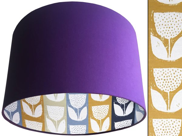 Scandi Flowers Striped Lampshade Purple, Scandinavian