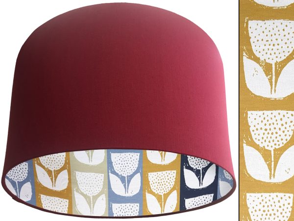 Scandi Flowers Striped Lampshade Red, Scandinavian