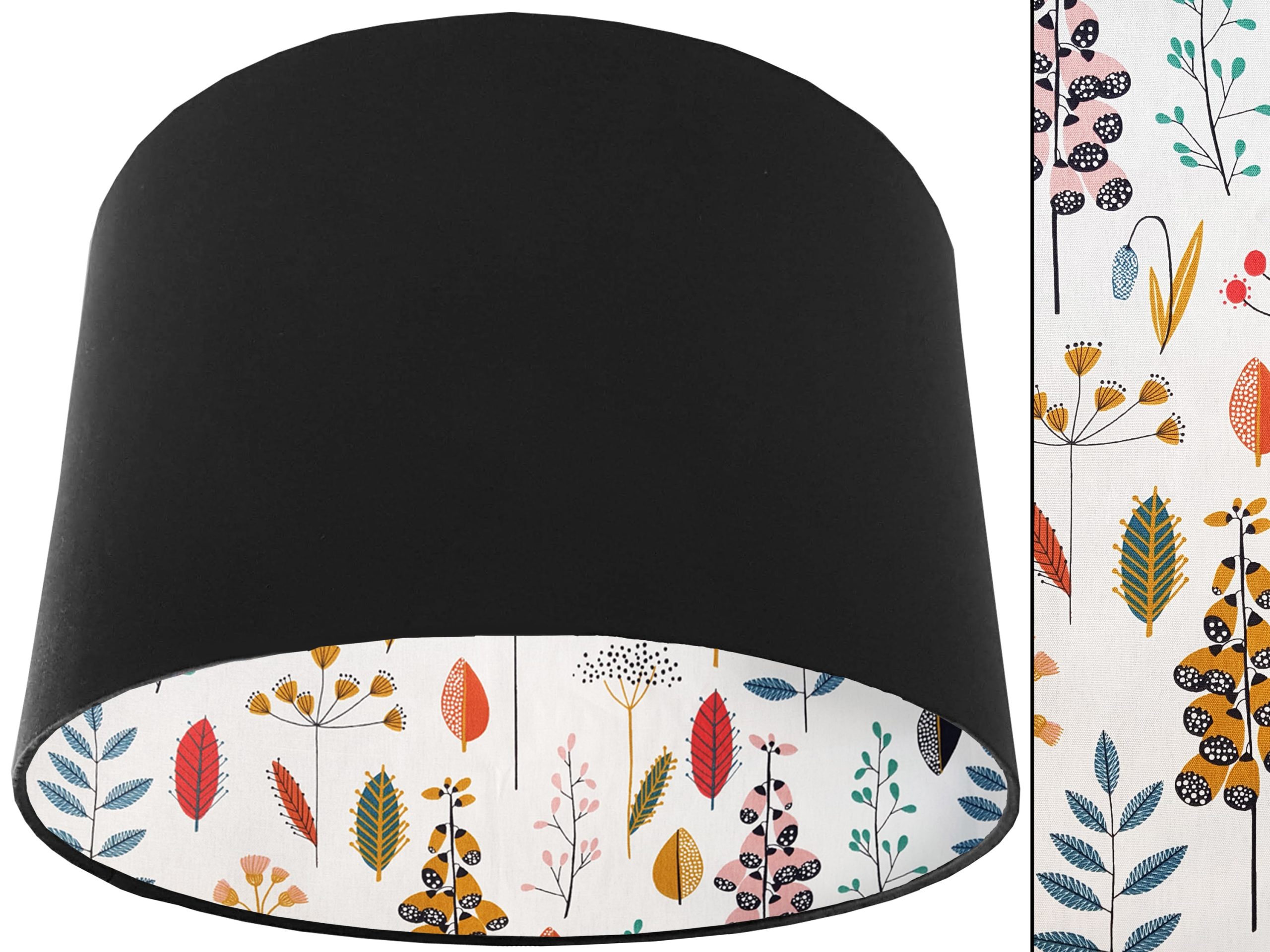 Scandi Flowers Lampshade Black, Stylish Modern Home Light