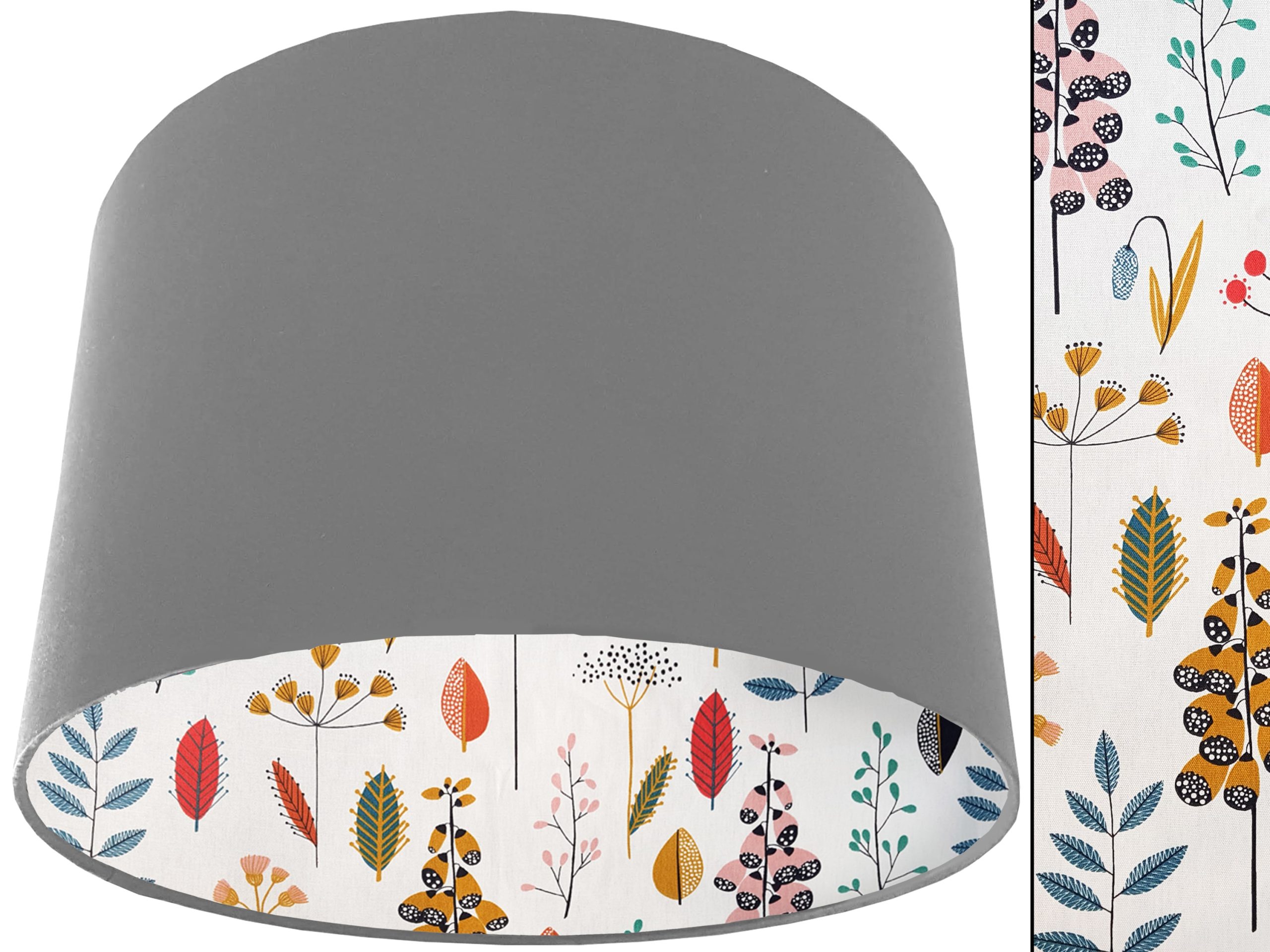 Scandi Flowers Lampshade Light Grey, Stylish Modern Home Light