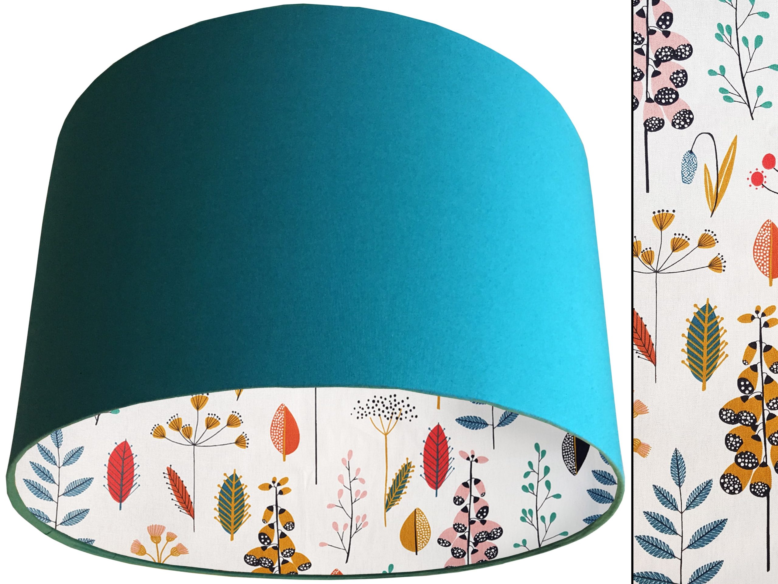 Scandi Flowers Lampshade Teal, Stylish Modern Home Light