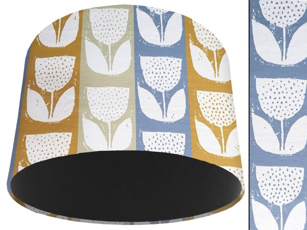 Scandi Flowers Striped Light Shade Black