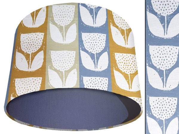 Scandi Flowers Striped Light Shade Blue