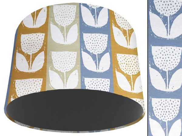 Scandi Flowers Striped Light Shade Dark Grey