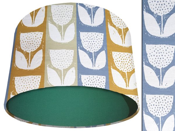 Scandi Flowers Striped Light Shade Green