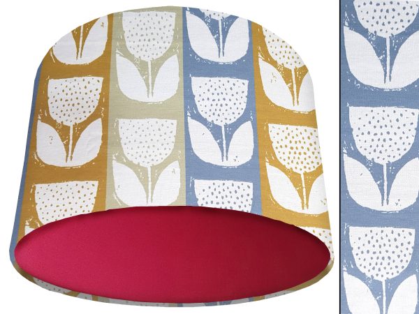 Scandi Flowers Striped Light Shade Red