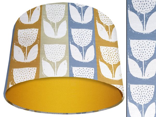 Scandi Flowers Striped Light Shade Yellow