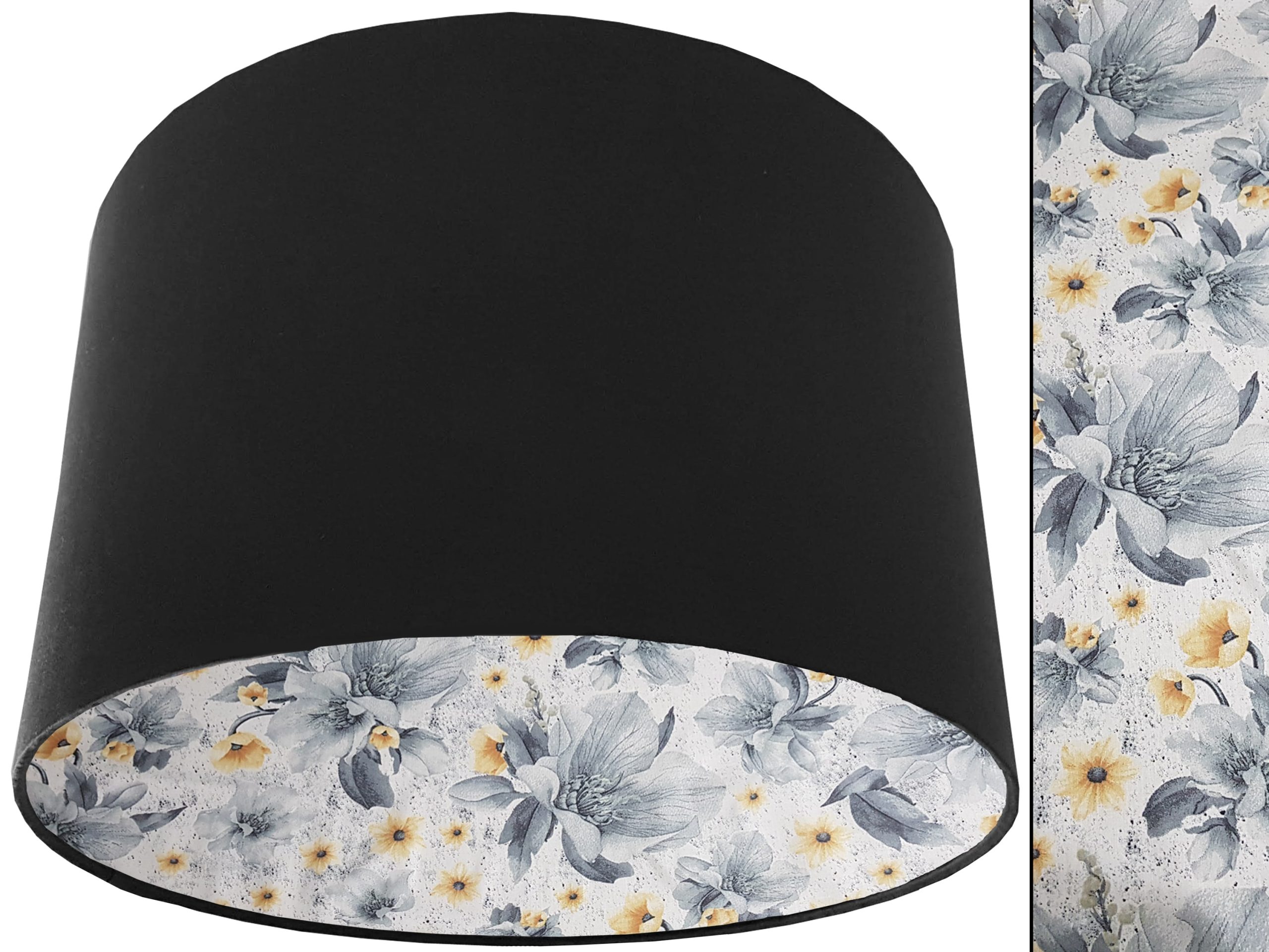 Silver Flower Lampshade Black, Stylish Country Home Interior