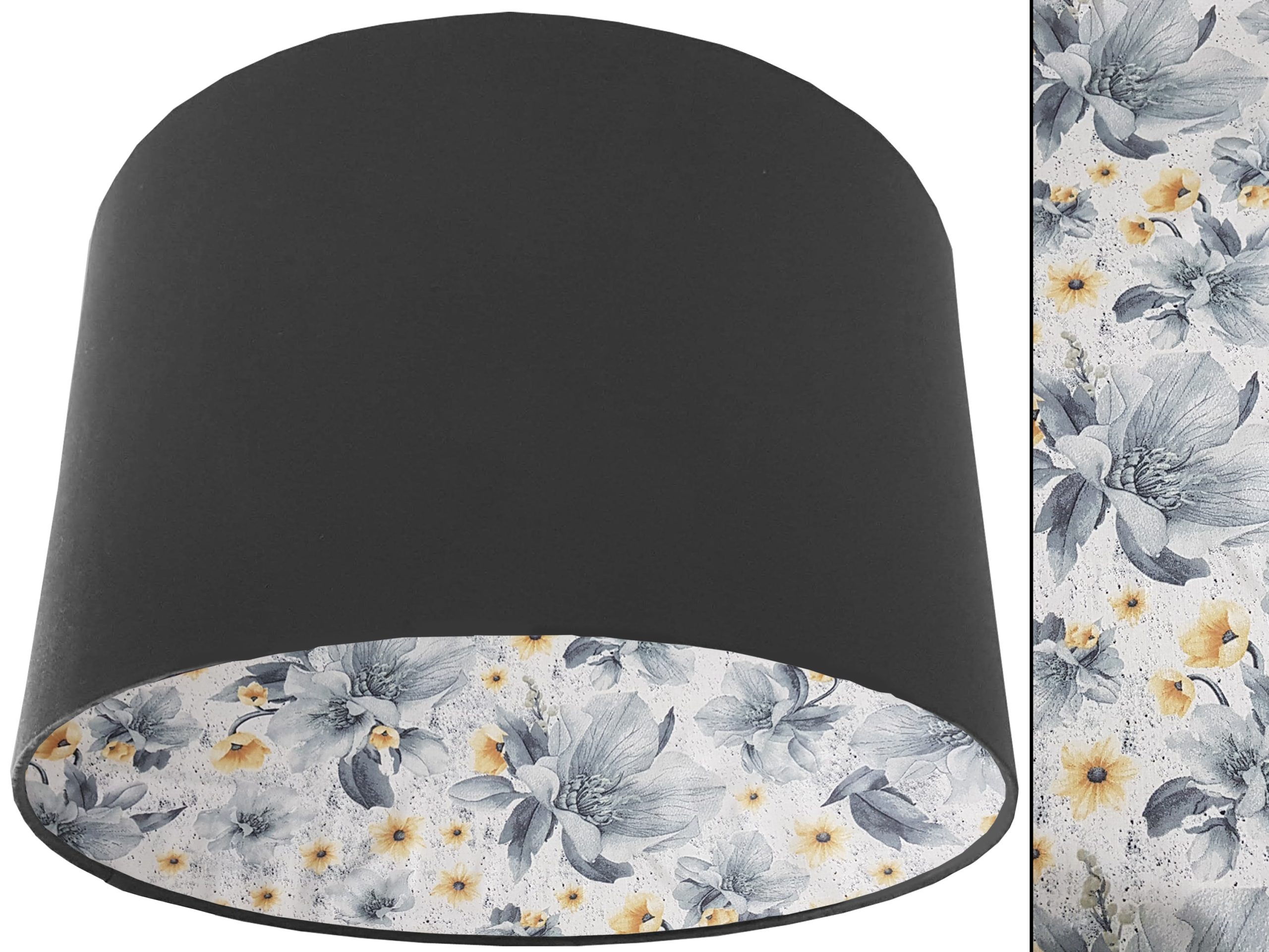 Silver Flower Lampshade Dark Grey, Stylish Country Home Interior