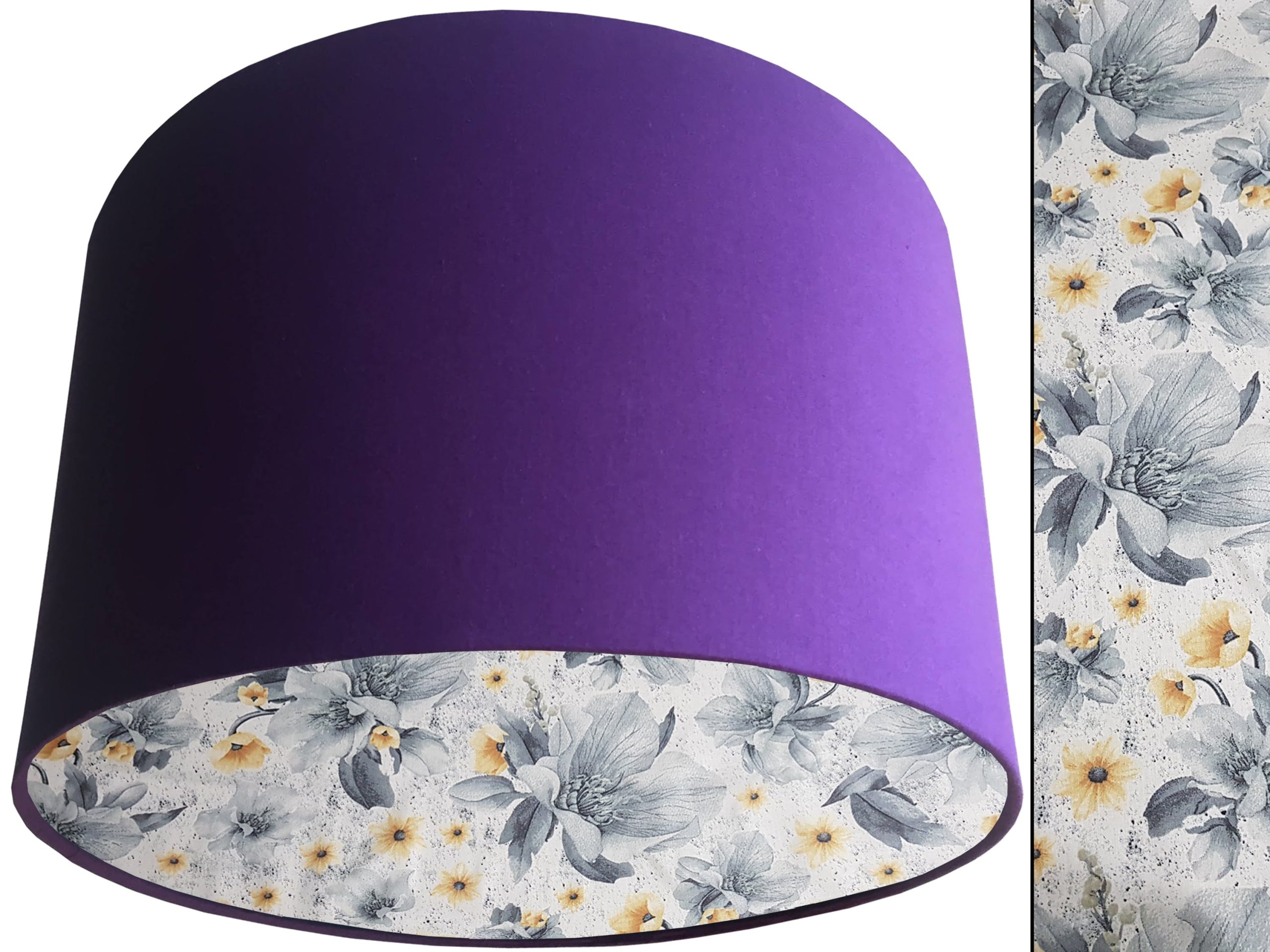 Silver Flower Lampshade Purple, Stylish Country Home Interior