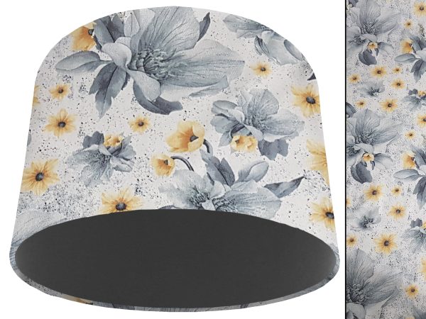 Silver Flower Light Shade Dark Grey, Classic Country Lampshade