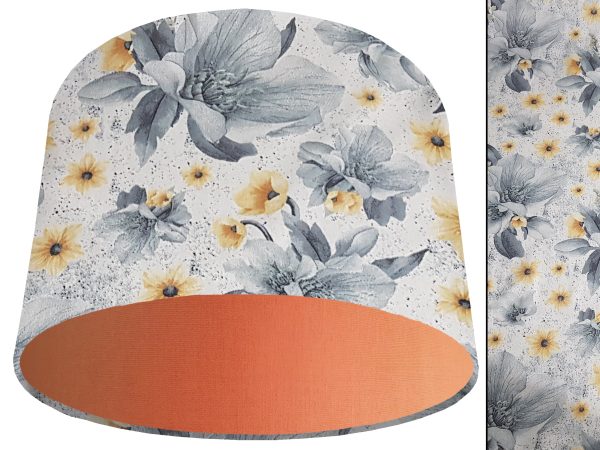 Silver Flower Light Shade Orange, Classic Country Lampshade