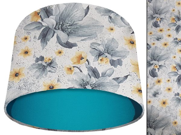 Silver Flower Light Shade Teal, Classic Country Lampshade