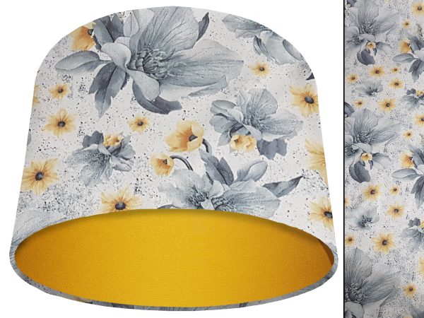 Silver Flower Light Shade Yellow, Classic Country Lampshade