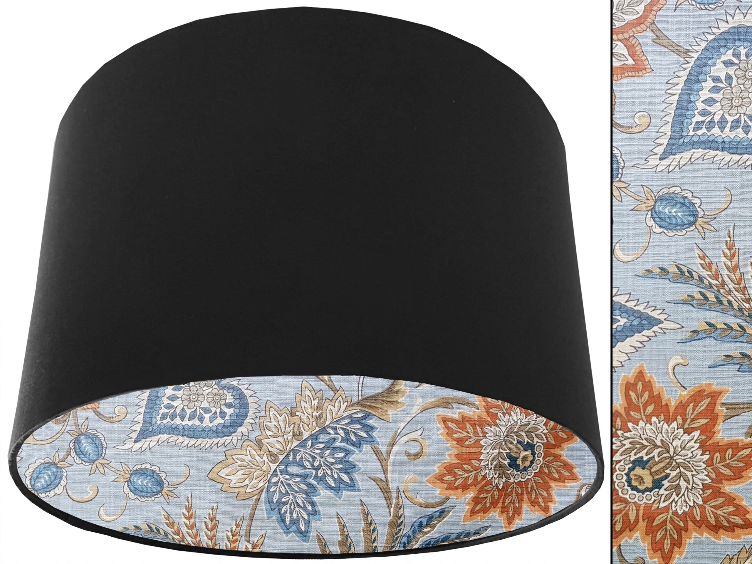Sky Blue Paisley Lampshade Black, Modern Floral Light
