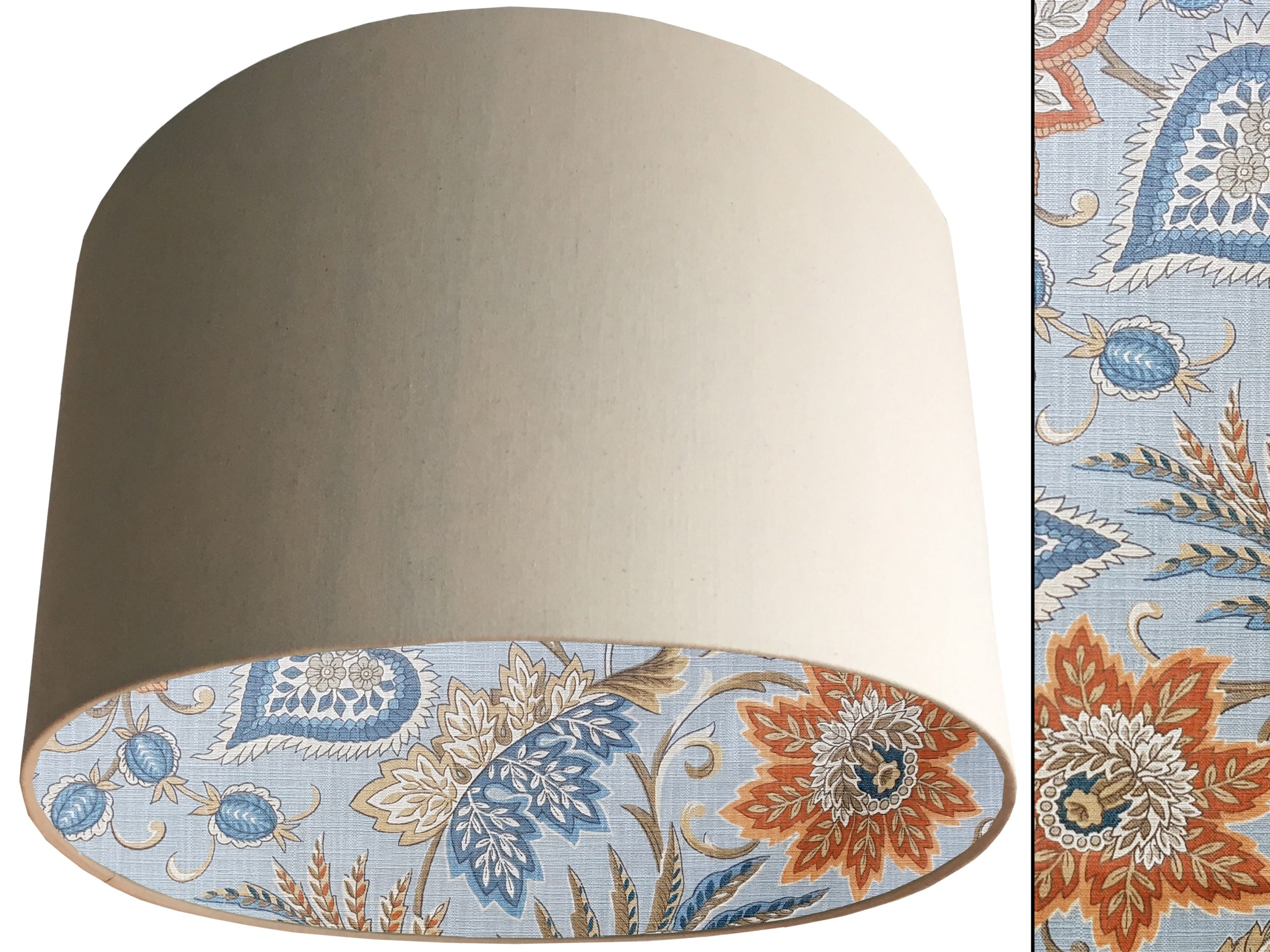 Sky Blue Paisley Lampshade Cream, Modern Floral Light