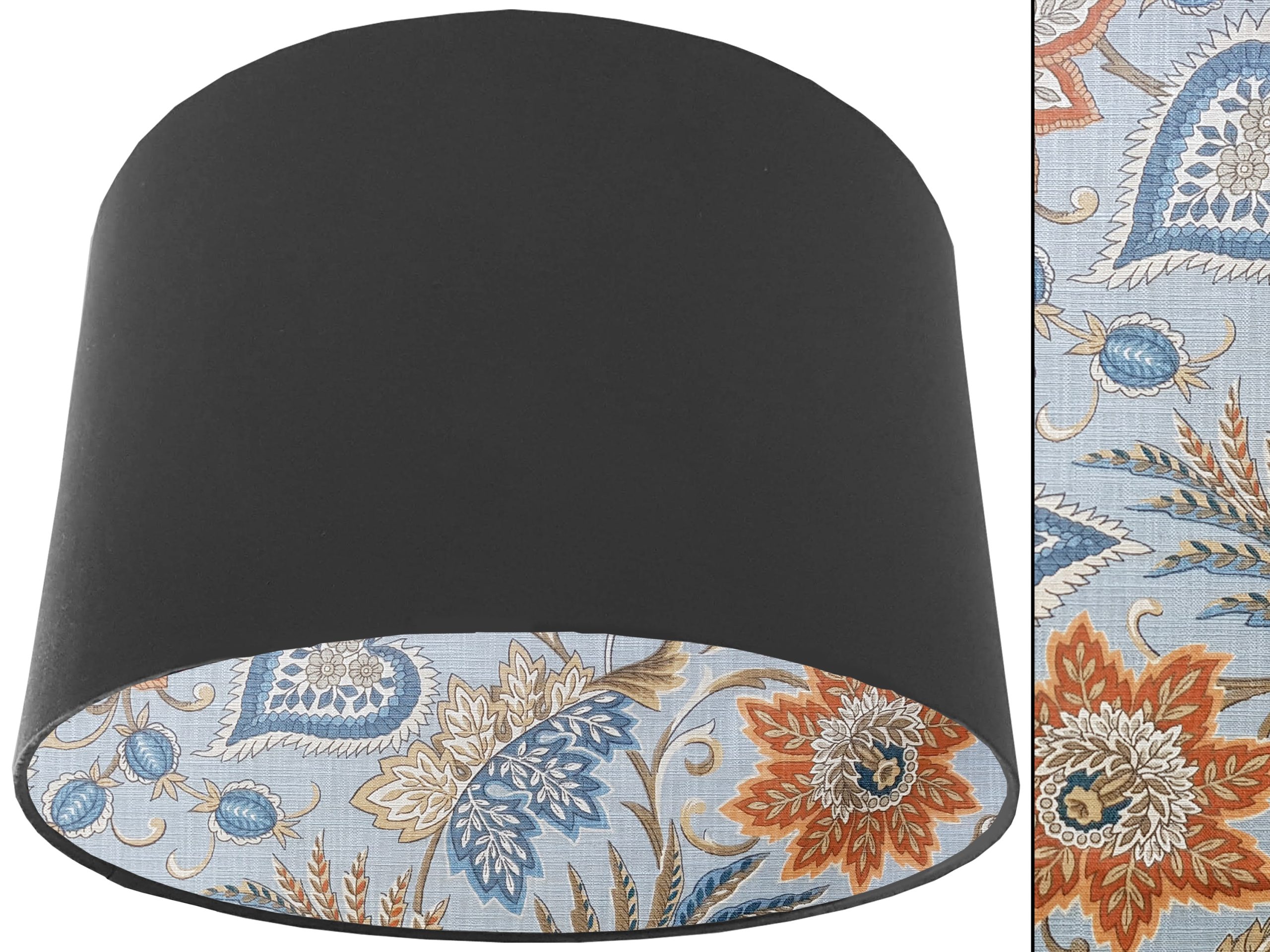 Sky Blue Paisley Lampshade Dark Grey, Modern Floral Light