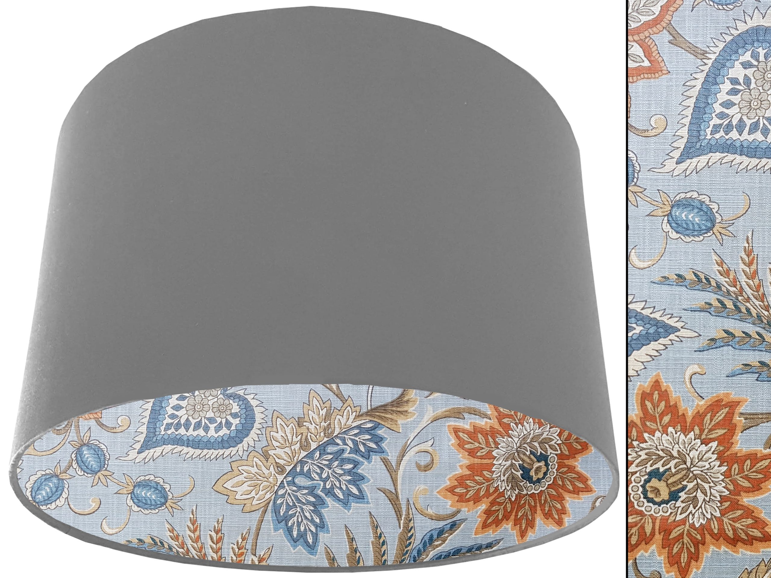Sky Blue Paisley Lampshade Light Grey, Modern Floral Light