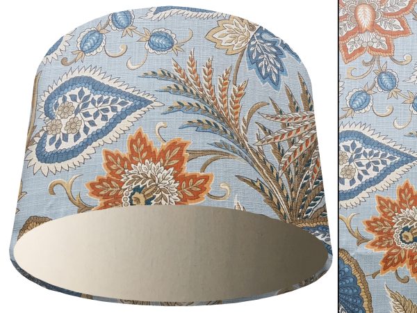 Paisley Sky Blue Light Shade Cream, Modern Home Interior