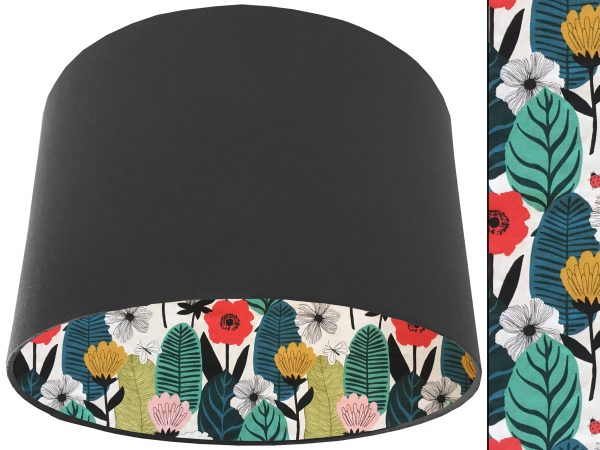 Summer Leaf Lampshade Dark Grey, Modern Scandi Interior