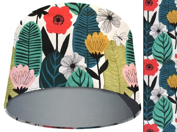 Summer Leaf Light Shade Light Grey, Modern Scandi Lampshade