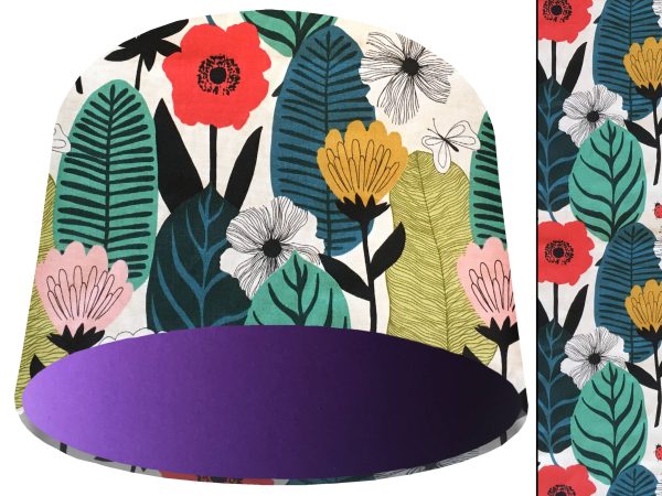 Summer Leaf Light Shade Purple, Modern Scandi Lampshade
