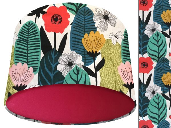 Summer Leaf Light Shade Red, Modern Scandi Lampshade