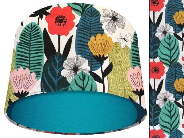 Summer Leaf Light Shade Teal, Modern Scandi Lampshade