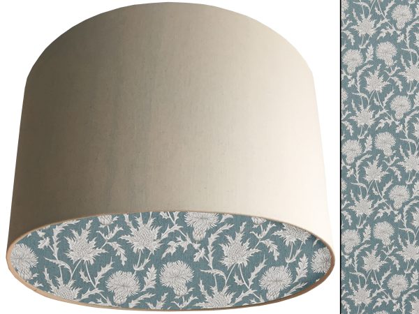 Teal Thistle Lampshade Cream, Scottish Country Home Interior