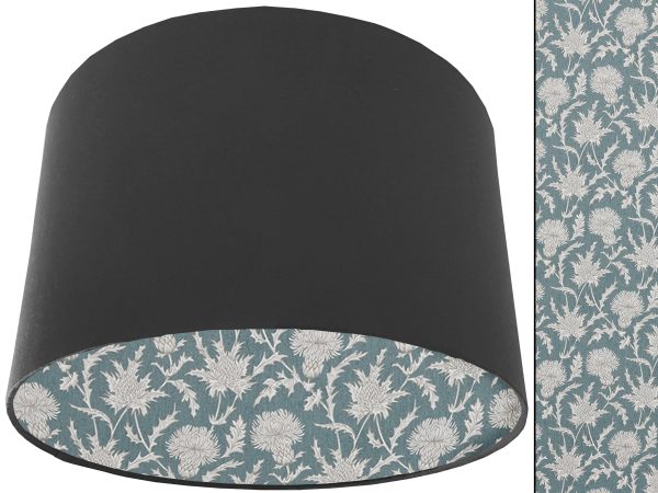 Teal Thistle Lampshade Dark Grey, Scottish Country Home Interior