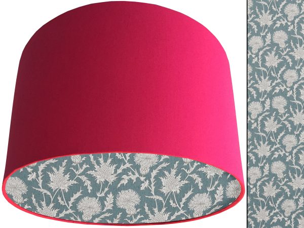 Teal Thistle Lampshade Pink, Scottish Country Home Interior
