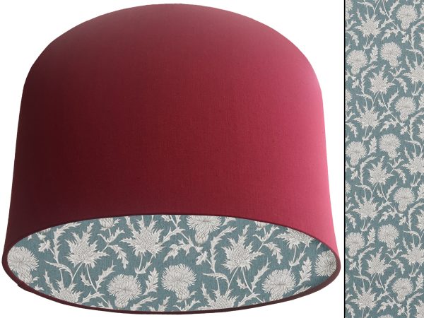 Teal Thistle Lampshade Red, Scottish Country Home Interior