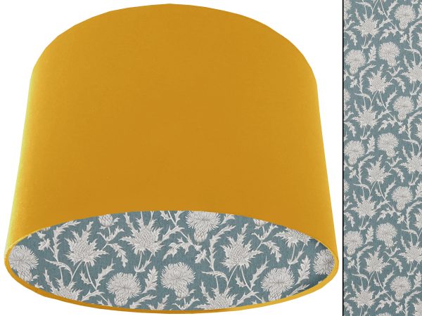 Teal Thistle Lampshade Yellow, Scottish Country Home Interior