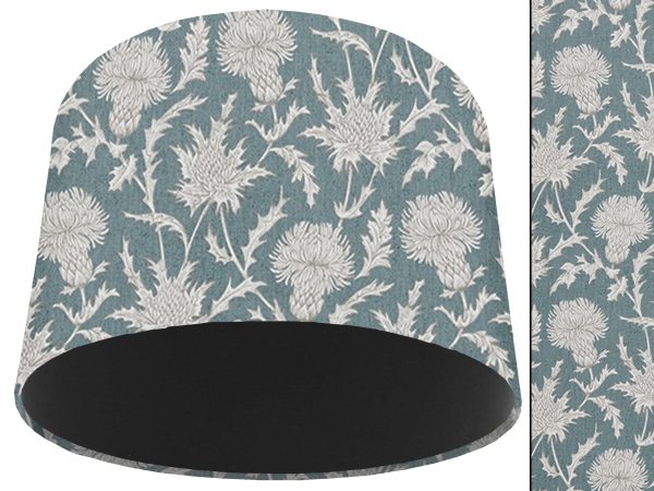 Teal Thistle Light Shade Black, Modern Scottish Lampshade