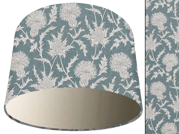 Teal Thistle Light Shade Cream, Modern Scottish Lampshade