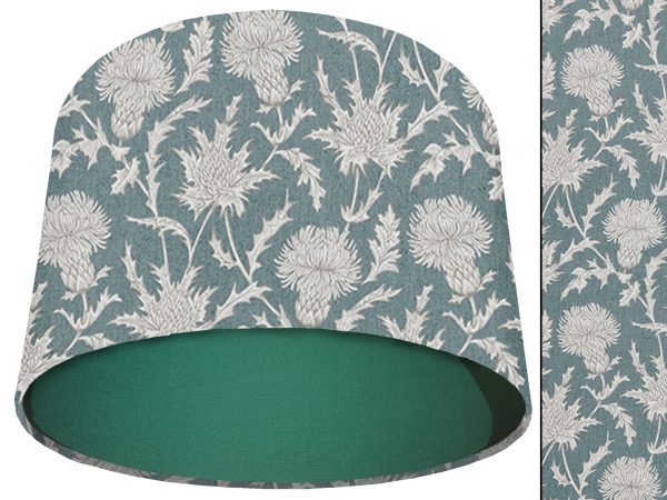 Teal Thistle Light Shade Green, Modern Scottish Lampshade