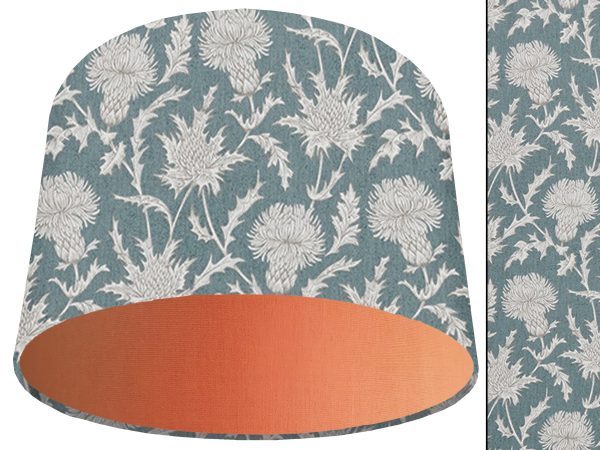 Teal Thistle Light Shade Orange, Modern Scottish Lampshade