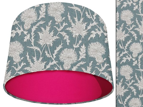 Teal Thistle Light Shade Pink, Modern Scottish Lampshade
