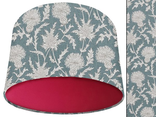 Teal Thistle Light Shade Red, Modern Scottish Lampshade