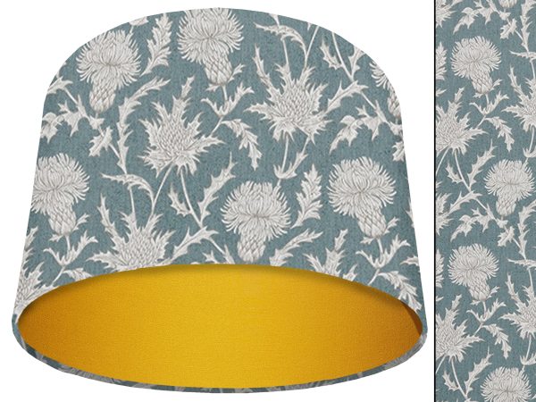 Teal Thistle Light Shade Yellow, Modern Scottish Lampshade