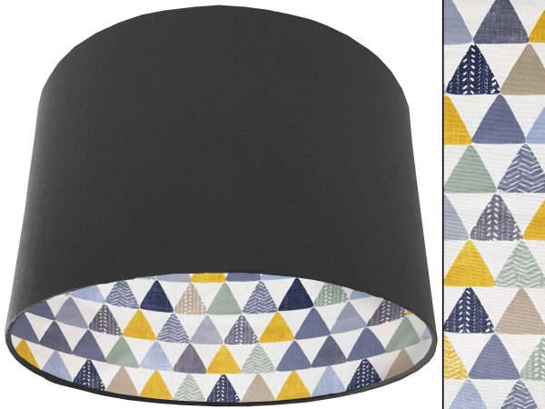 Geometric Patterned Lampshade Dark Grey, Colourful Light Shade
