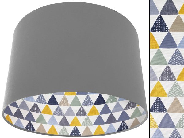 Geometric Patterned Lampshade Light Grey, Colourful Light Shade