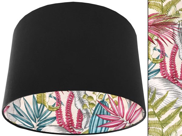 White Tropical Pink Lampshade Black, Vibrant Tropical Home