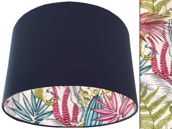 White Tropical Pink Lampshade Blue, Vibrant Tropical Home