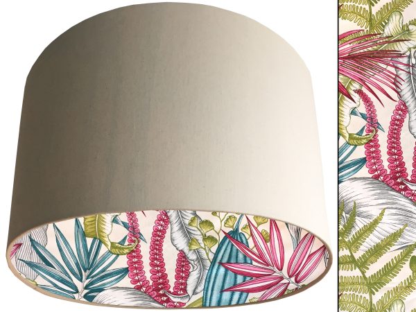 White Tropical Pink Lampshade Cream, Vibrant Tropical Home