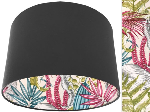 White Tropical Pink Lampshade Dark Grey, Vibrant Tropical Home
